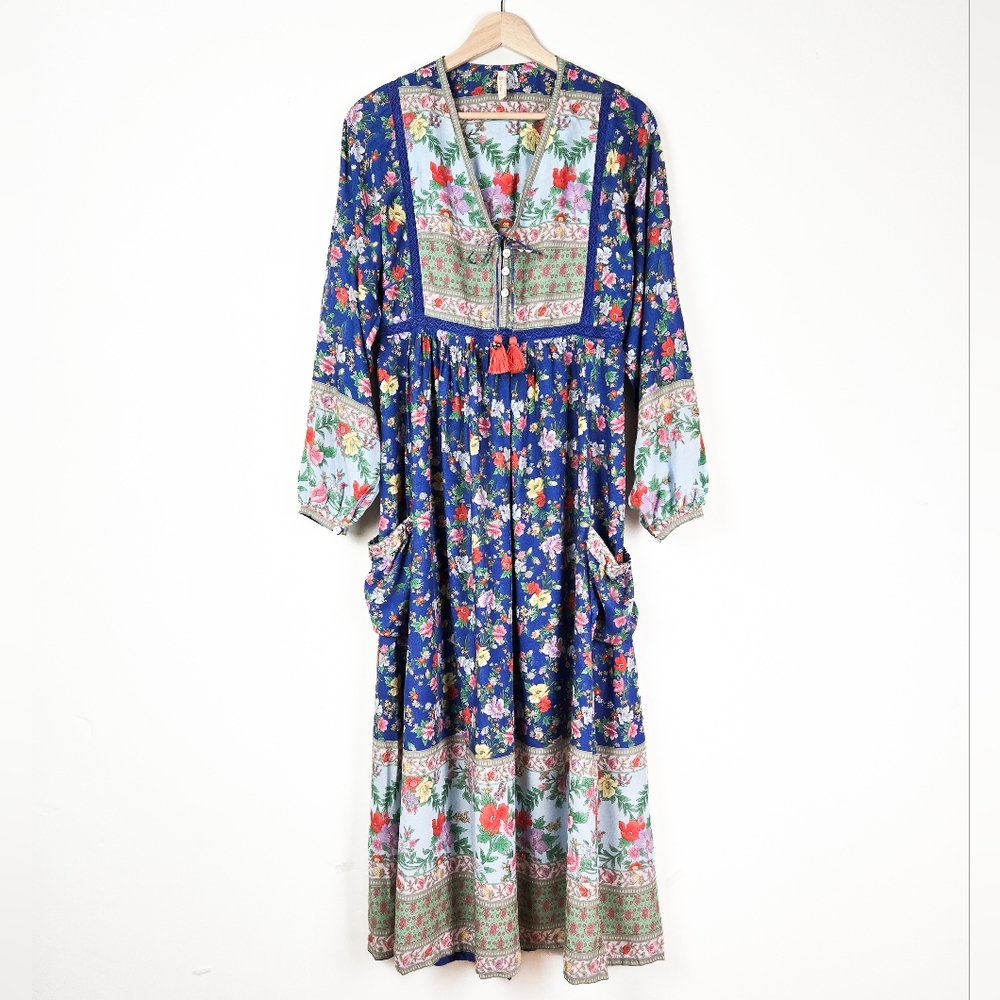 EUC Tulle & Batiste Miriam Boho Dress, Lapis Lazuli